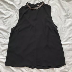 Beaded high neck chiffon blouse